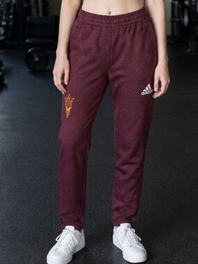 Adidas Maroon ASU Track Pants with White Logo – Size Small